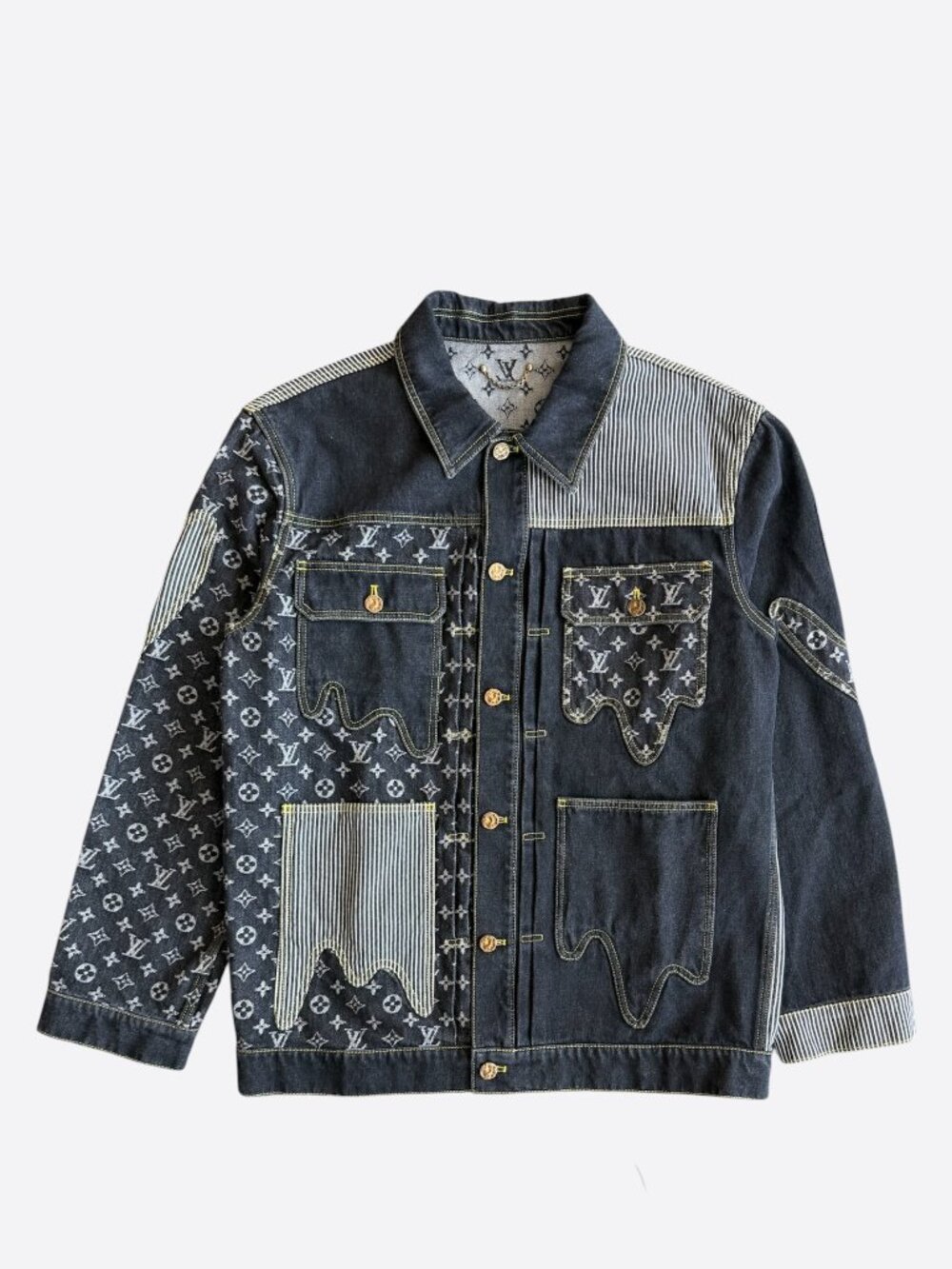 Louis Vuitton Nigo Black & Grey Monogram Crazy Denim Jacket
